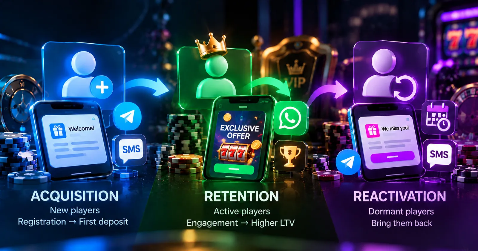 Retention vs Reactivation vs Acquisition: Different Mechanics โ Different Channels